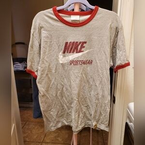 Nike Grey T-Shirt with Red Trim and Logo